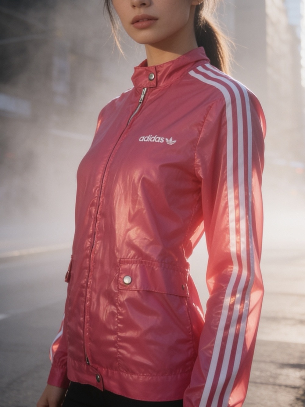 NWT Vintage 2005 Adidas Pink Glossy Breaker Windbreaker Jacket - Picture 13 of 13